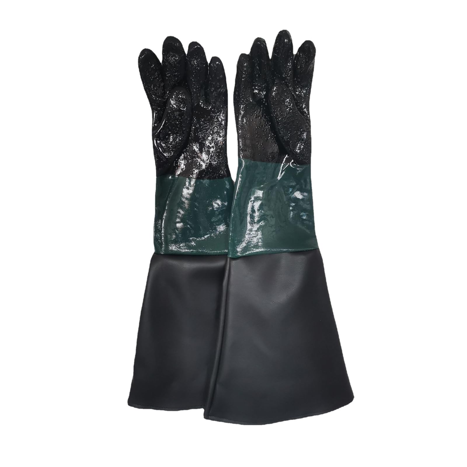 Gants de sablage 65,6 cm en PVC robuste et coton doux pour cabine industrielle
