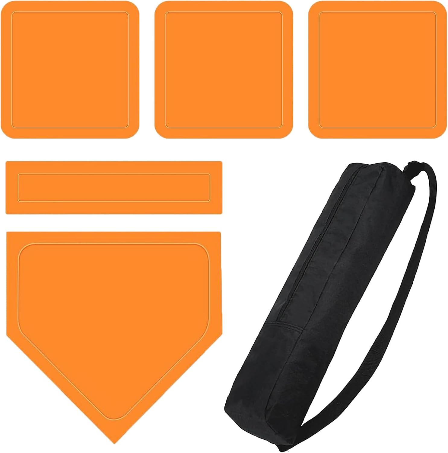 Baseball Bases - 5-Piece Practice Training Set with Pitching Home Plate, Outdoor Sports Equipment for Yard, Backyard, Home, Or Field, Ideal for Baseball Drills, Kids, Teens, and Adults