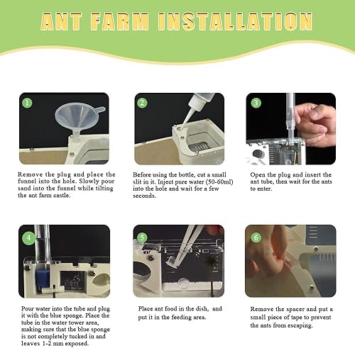 Miniatura 5 de Ant Farm Castle, Granjas de hormigas con arena amarilla y kit de herramientas, kit de observación de colonias de hormigas, kit de ciencia de hábitat