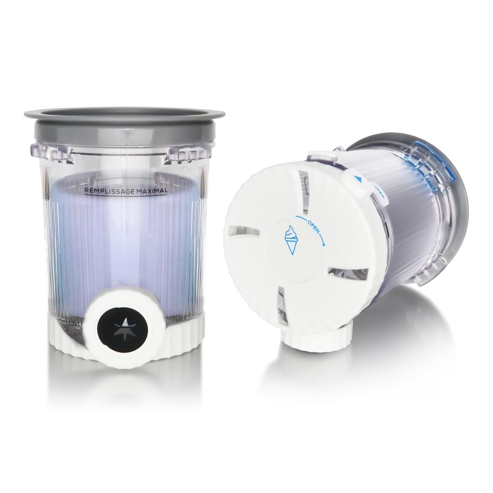 2er-Set 480ML Kompatible Behälter für Ninja Swirl CREAMi – Eisbehälter mit grauen Deckeln für NC700 & NC701EU Serie-Spülmaschinenfest & BPA-frei