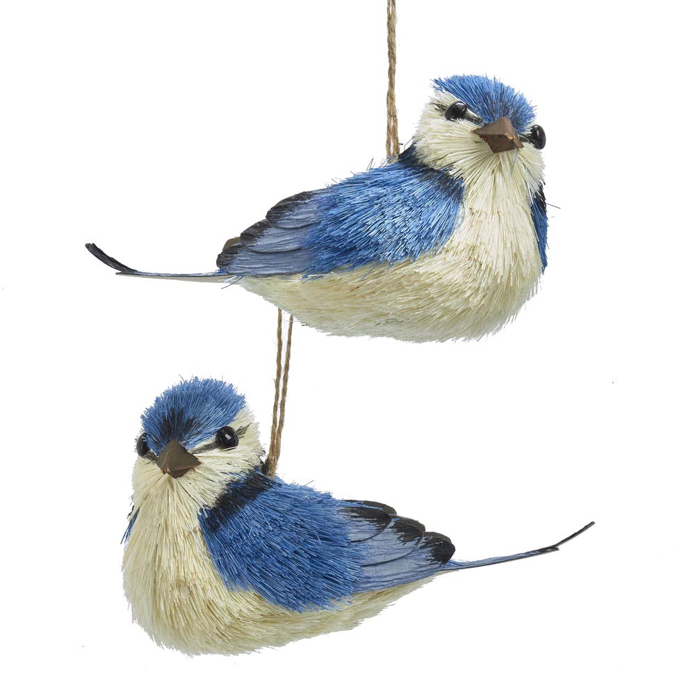Kurt Adler Blue Jay Sisal Bird Ornaments