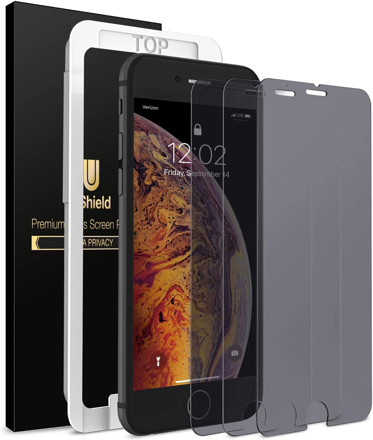 uShield Privacy Screen Protector for iPhone 8 Plus, iPhone 7 Plus, iPhone 6S Plus, iPhone 6 Plus - 3 Pack (Installation Frame) Tempered Glass Screen Protector iPhone 8+ 7+ 6s+ 6+ [Fit with Most Cases]