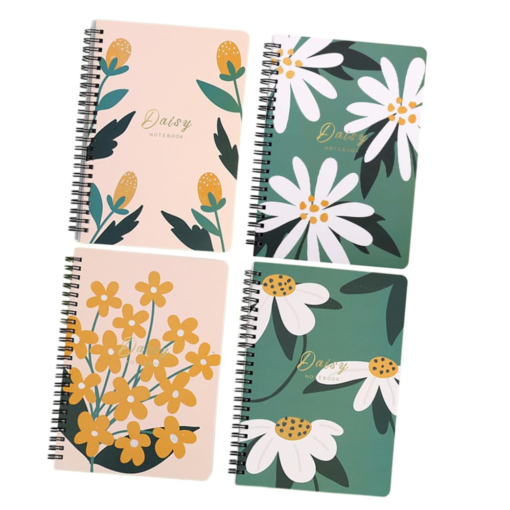 SHINEOFI 4 Pièces 4 Cahier à Feuilles Mobiles Cahier à Grille De Points Grand s Pour Femmes De Filles Multi-sujets Bloc-notes à Spirale s Et Journaux Papier