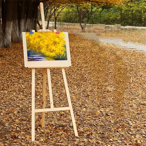 Robusto cavalletto regolabile in legno espositore portatile per pittura e schizzi Supporto da pavimento regolabile ideale per artisti a casa, studio e aula