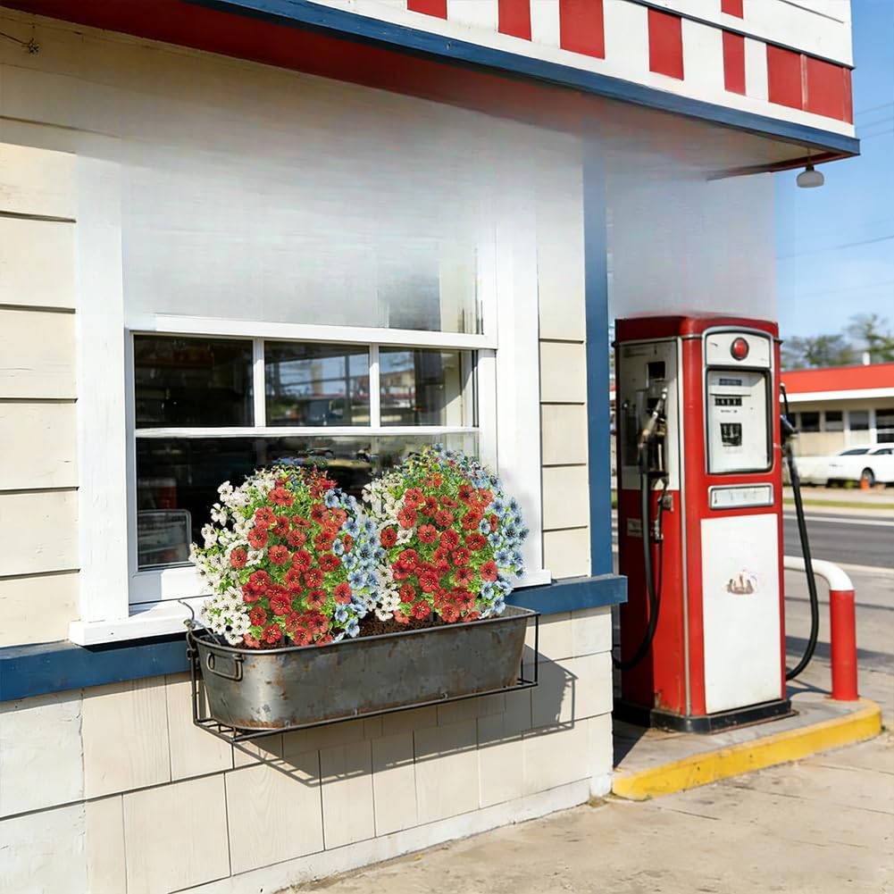 Ramo de eucalipto de seda, arreglo floral patriótico con tallos rojos, blancos y azules para el Día de la Independencia, boda, jardín, decoración del hogar, uso al aire libre, 56 cm