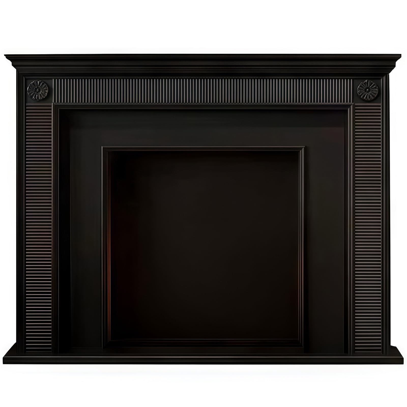 Mantels Surrounds Solid Wood Traditional Fireplace Mantel Surround with Decorative Rosette Accents Decorated Frame(Medium)
