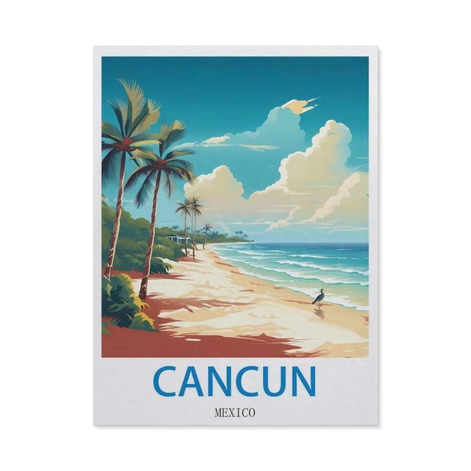 Funny Metal Tin Sign Wall Decor，Cancun Mexico(30x40cm）