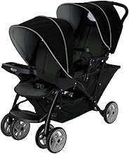 Graco Stadium Duo Tandem Double Pushchair - Suitable from birth to approx. 3 years (15kgs). Car Seat Compatible with SnugEssentials iSize infant car seat, Black/Grey fashion