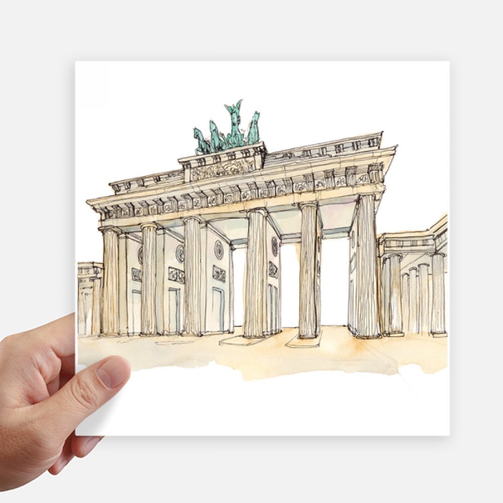 Autocollant carré Brandebourg Porte Allemagne de l'est 20cm x 20cm 4Pcs