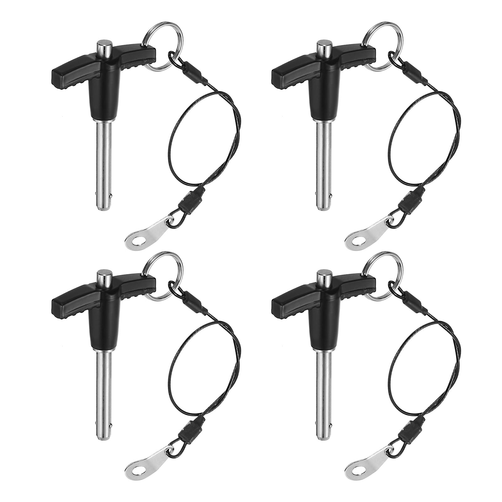 QUARKZMAN 4pz Pin di Blocco a Maniglia a T, 6mm x 30mm Lunghezza di Utilizzo in Acciaio Inossidabile Pin di Rilascio Rapido a Pulsante