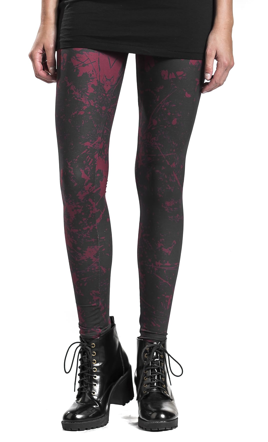 Black Premium by EMP Mujer Leggings Rojo Oscuro con Estampado Allover