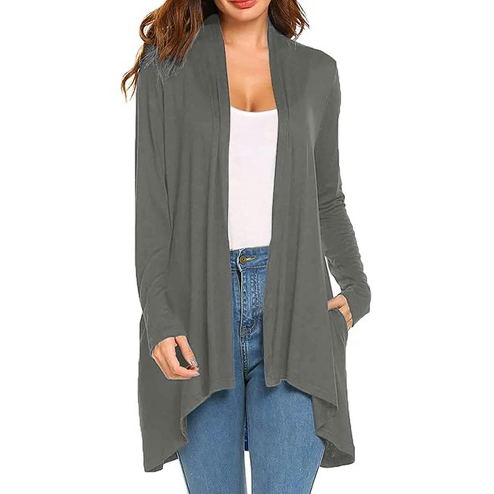 TEidea Cardigan Estivo Donna Autumn Ladies Cardigan: Cardigan Tascabile A Maniche Lunghe con Colore Lungo, Portando alle Donne Una Scelta alla Moda di Abiti