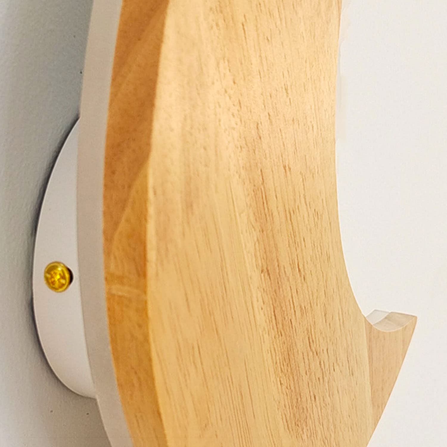 Applique da Parete in Legno a LED Luna Con Interruttore 12W - Lampada Dimmerabile 3 Colori per Bambini, Comodino, Notte - Forma di Luna per Camera da Letto