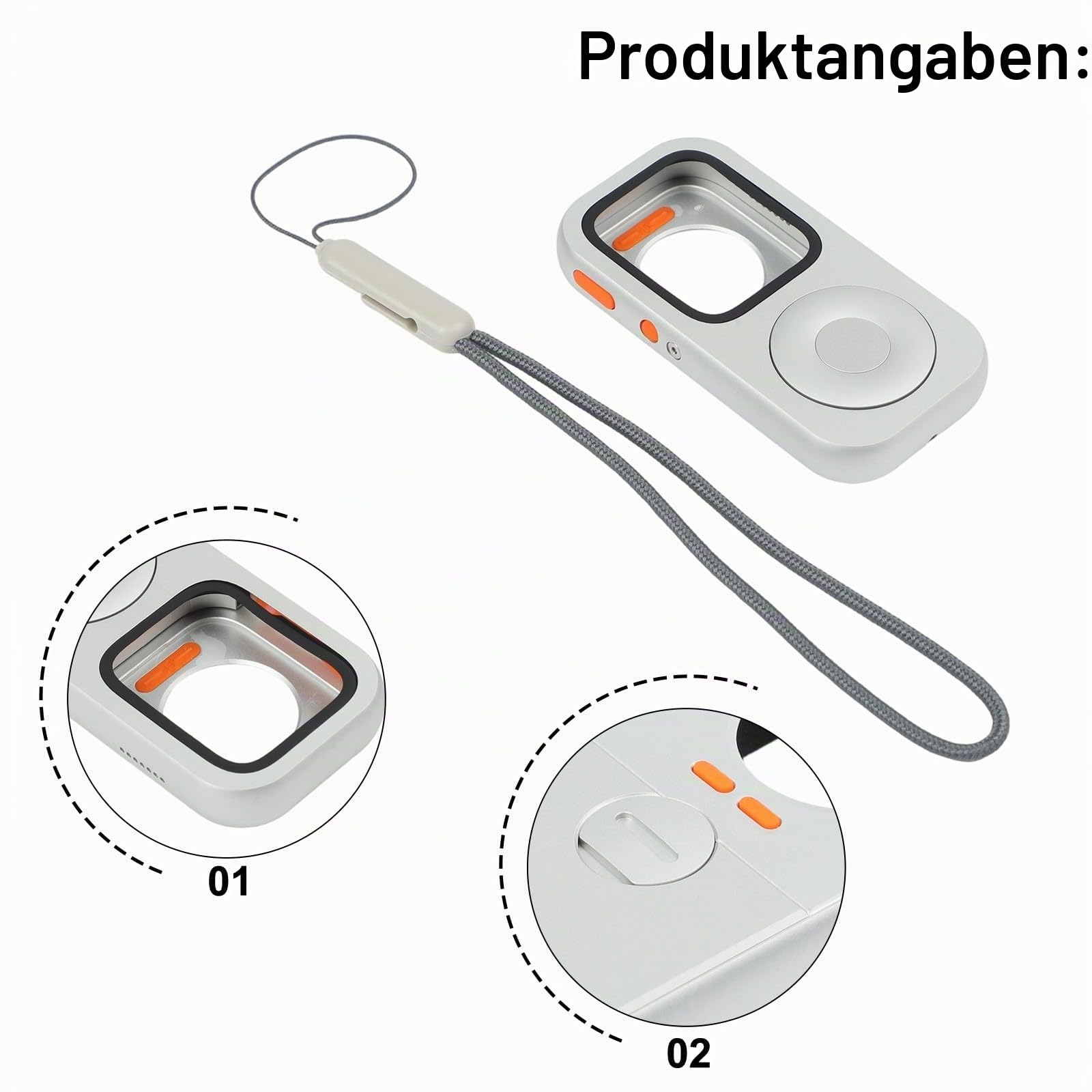 Whychstore Aluminiumlegierungsgehäuse für, Retro Pod Design mit Klickrad, Schutzhülle für 7/8/9/10 44 mm 45 mm Silber