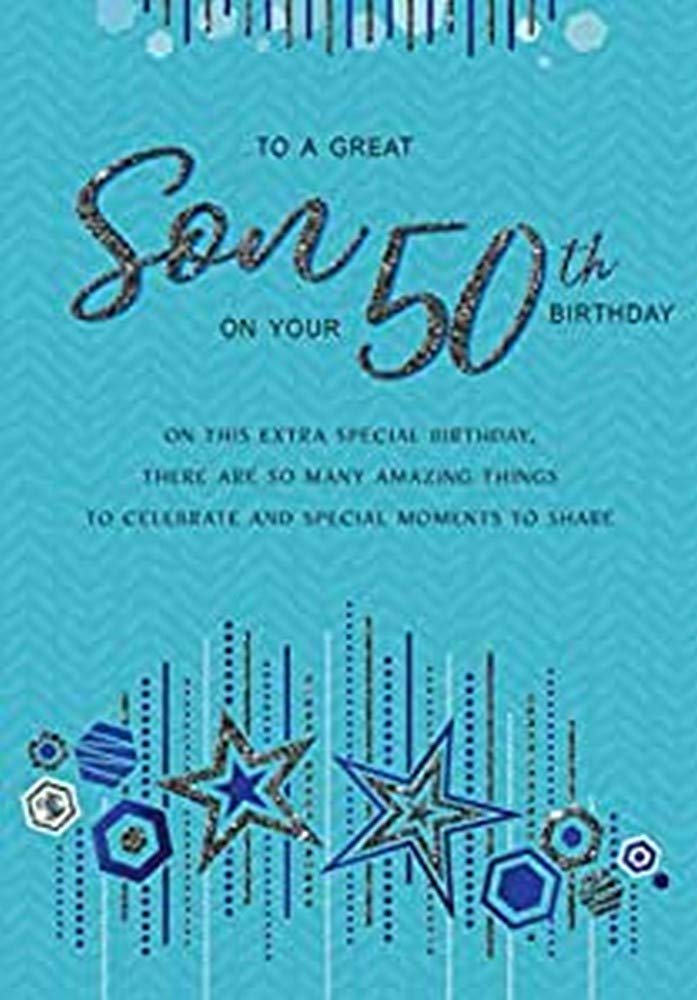 Modern Milestone Age Birthday Card 50th Son - 9 x 6 inches - Regal Publishing C80769