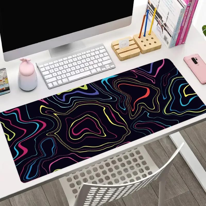 Image of Saco XXL Gaming Mouse Pad for PC - Large Desk Mat 900x400x3mm, Extended Non-Slip Rubber Base, Waterproof Surface, Topographics Design, Big Keyboard Mouse Pad for Office & Home Setup