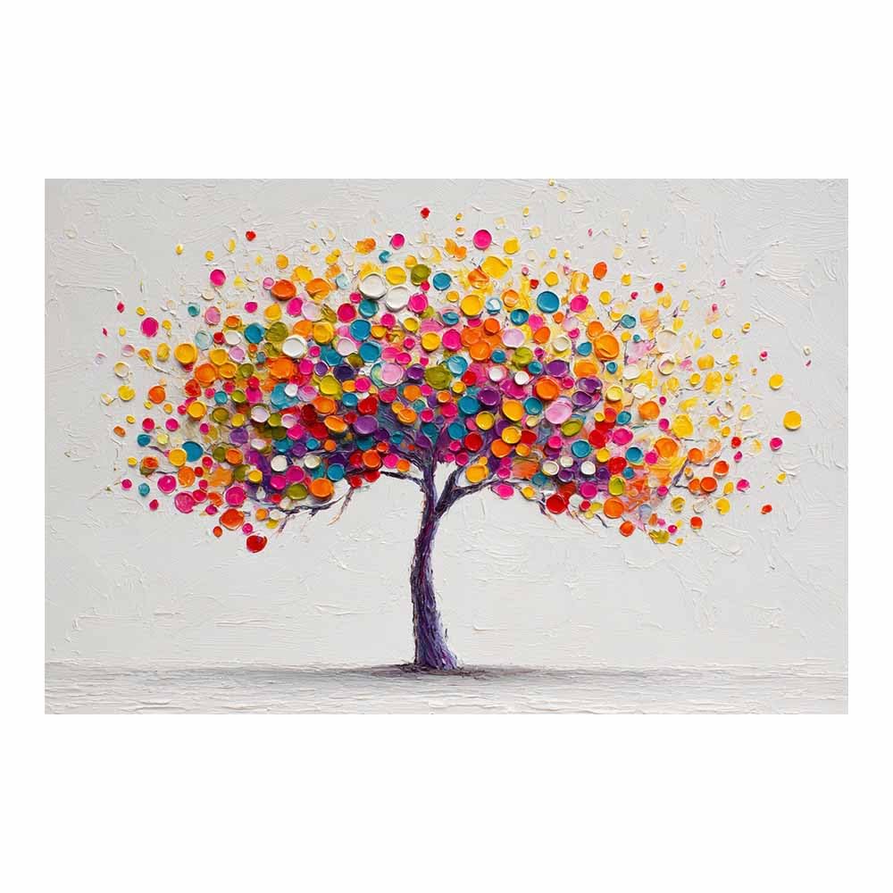ZAMAEIU Tree of life wall decor Circular trees adorn On Canvas Prints Poster Pictures for Living Room Bedroom Home Office Wall Decoration(multicolored)-80x120cm Unframed