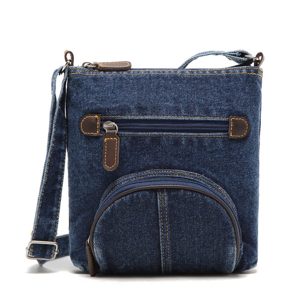 Dayfine Small Crossbody Denim Satchel Handbag for Women - Shoulder Bag, Casual Daypack, Zip Wallet