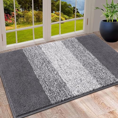 SHACOS Felpudo Entrada Casa, Alfombra Baño, Alfombra Antideslizante, Microfibra Absorbente y Suave Alfombra Entrada Casa, Tapete Entrada para Puertas y Pasillos, Gris, 80 x 120 cm