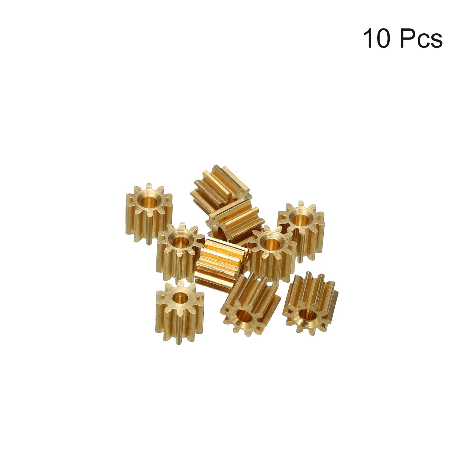 QUARKZMAN 10 Pièces d'Engrenages en Cuivre, 10 Dents, Modèle d'Engrenages en Cuivre 92AA pour Voiture RC, Robot DIY, Couleur Or, Module 0.5