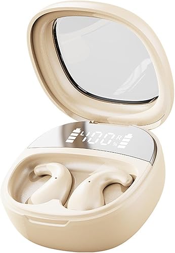 Auriculares para dormir de lado con pantalla digital, mini tapones para los oídos para dormir de lado, cómodos auriculares Bluetooth (beige)