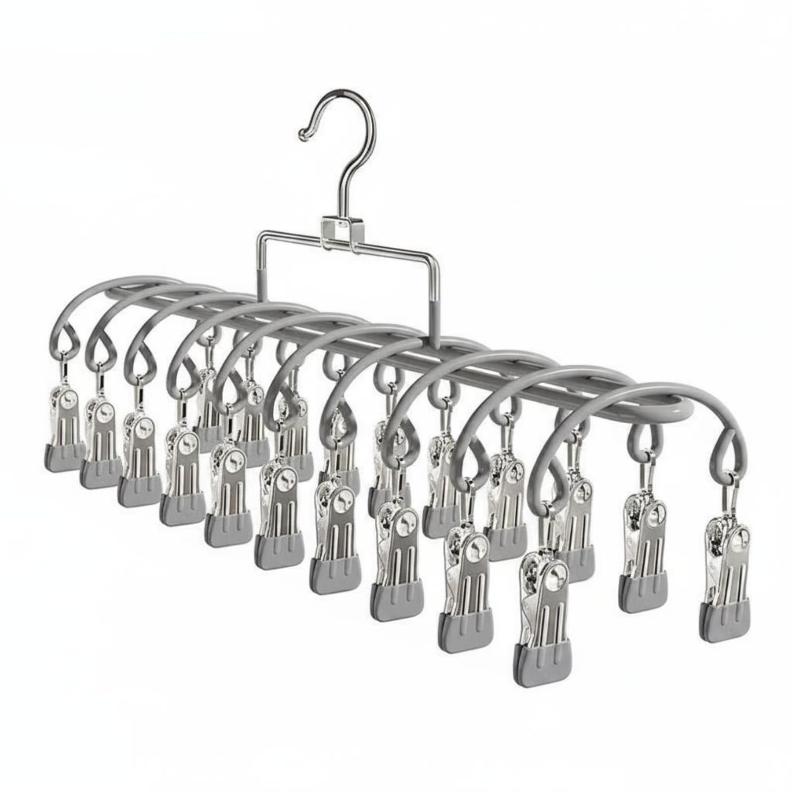 Stainless Steel Sock Drying Rack Long-Lasting Multi-Clamp Hanger Rustproof Sock Drying Rack for Balcony, Quiet Gray | Clothes Drying Rack | Laundry Supplies | Household Supplies & Cleaning-picture-23