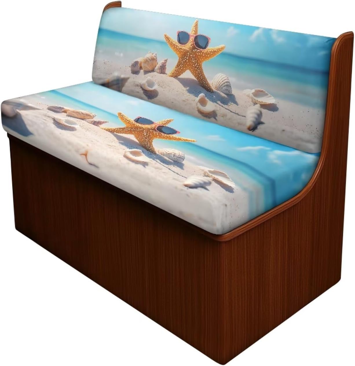 Beach Starfish Pattern RV Dinette Cushion Covers Washable Loveseat Sofa Fuiniture Protector Hawaii Style Non-Slip Replacement Camper Cushion Slipcovers