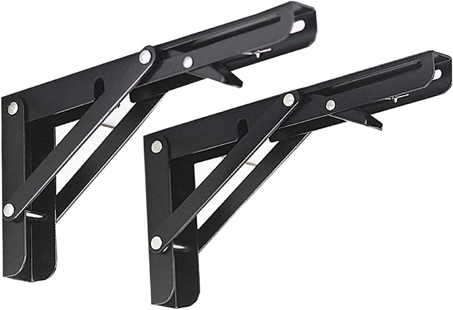 Foldable Wall Mount Shelf Bracket Pair with Quick Release Mechanism, Black Metal Support Brackets (12- Inch)-image-47