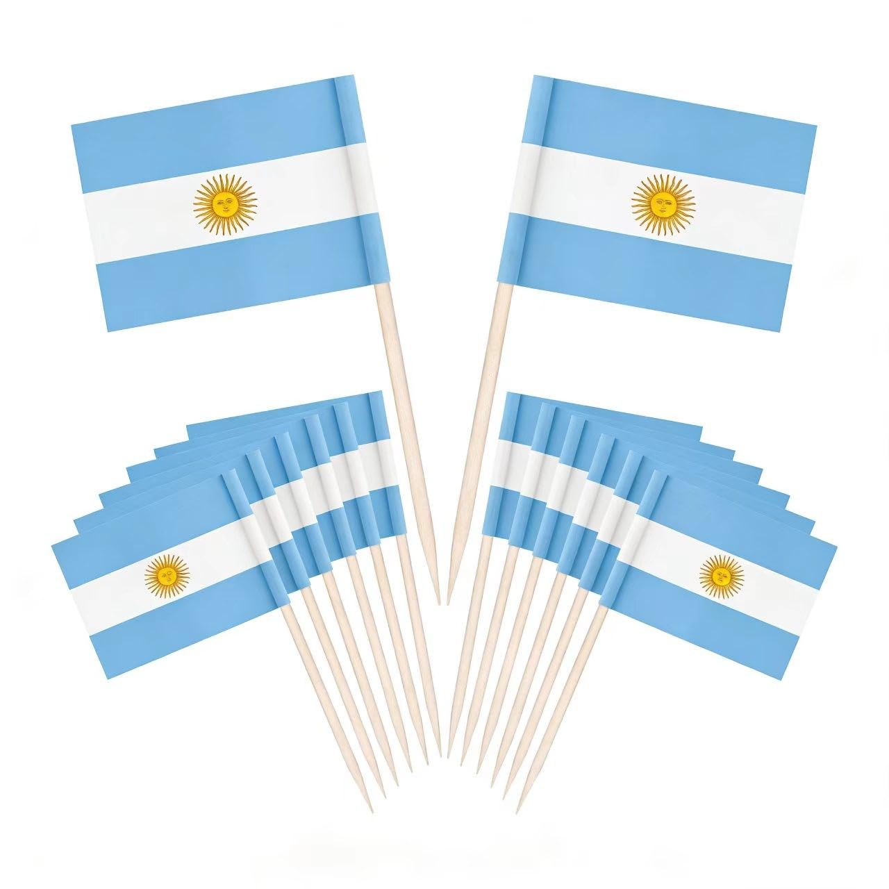CYPS 100 Pcs Argentina Flag Argentine Toothpick Flags, Small Mini Stick Cupcake Toppers Argentine Flags,Country Picks Party Decoration Celebration Cocktail Food Bar Cake Flags