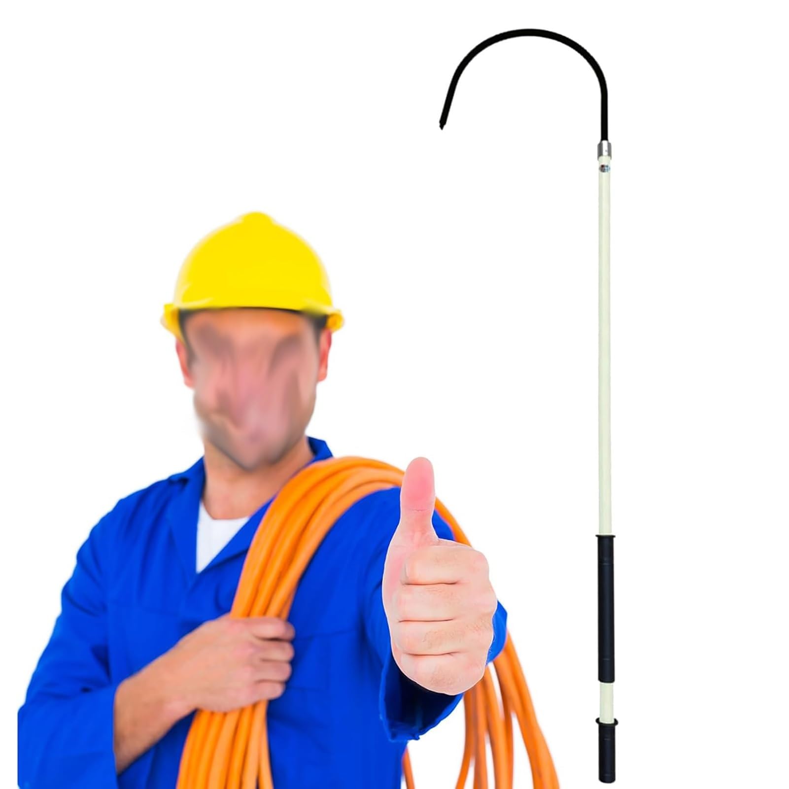 Lightweight Insulated Rescue Hook, Rescue Hook For Firefighters And Electricians With Electric Shock Protection, 10 Kv–220 Kv High Voltage Rescue Hook, 1 M, 1.5 M, 2 M, 3,White-1m/39.4in/3.3ft