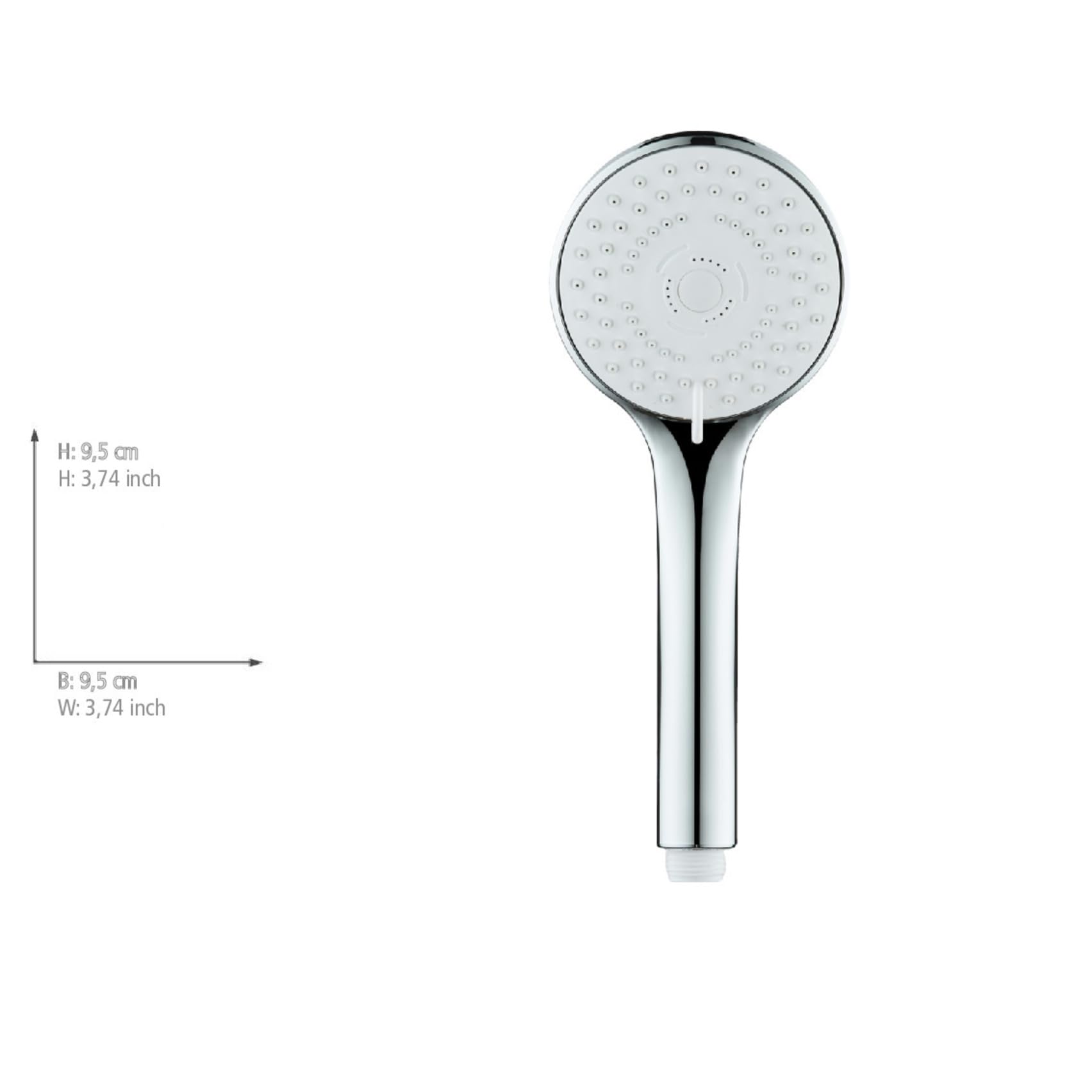 Allstar Soffione Doccia MOD. Uno Ø 9,5 cm 5 funzioni Universale per scaldabagni istantanei anticalcare Facile Pulizia plastica ABS Cromo Bianco
