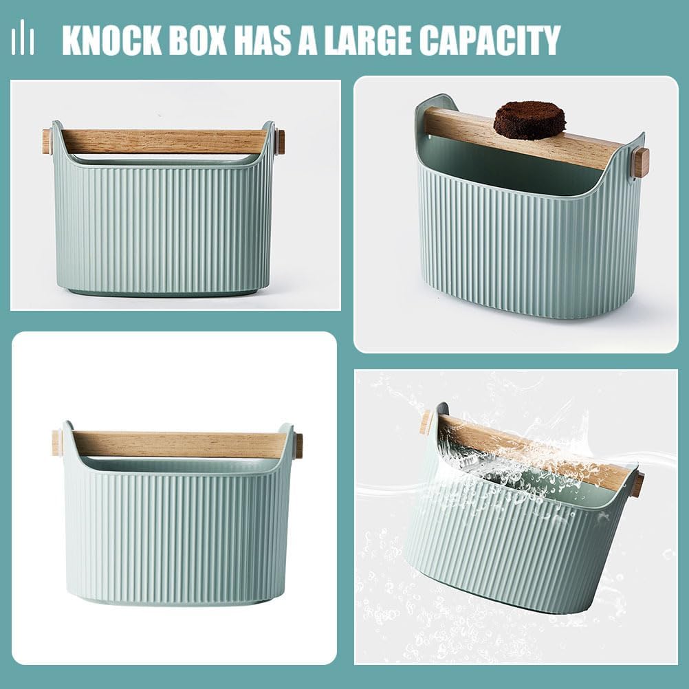 Knock Box with Beech Wood Lid Large Capacity 7.48X5.11X3.93 Inch Espresso Grounds Container for Home Cafe Coffee Accessories Storage