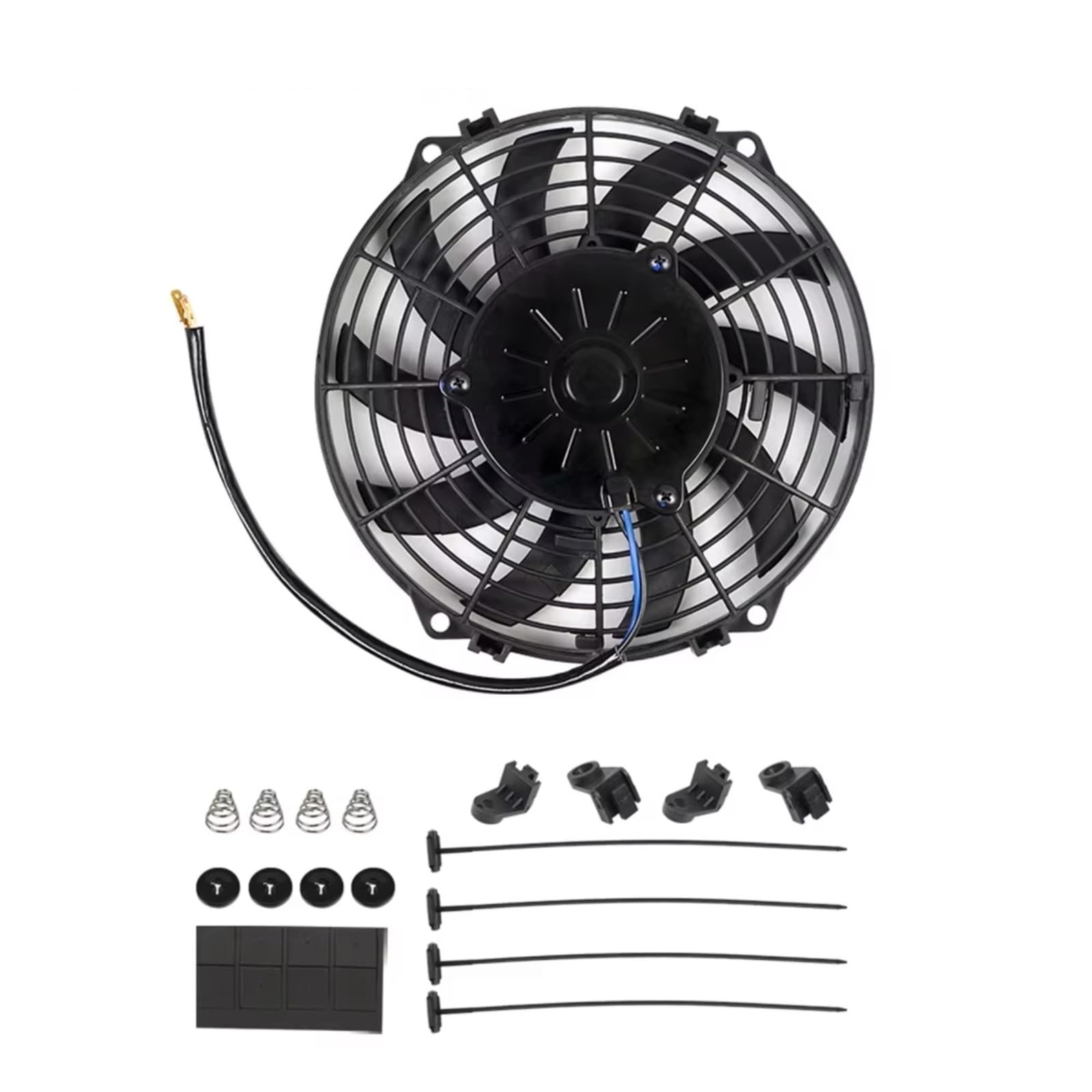 Ventilador Refrigeración Motor Kit De Montaje De Aspas Para Ventilador De Aire Acondicionado De Coche, Universal, 7 9 10 12 14 16 Pulgadas 12V 80W 2100 RPM CF-1001(A-9inch-10 blades)