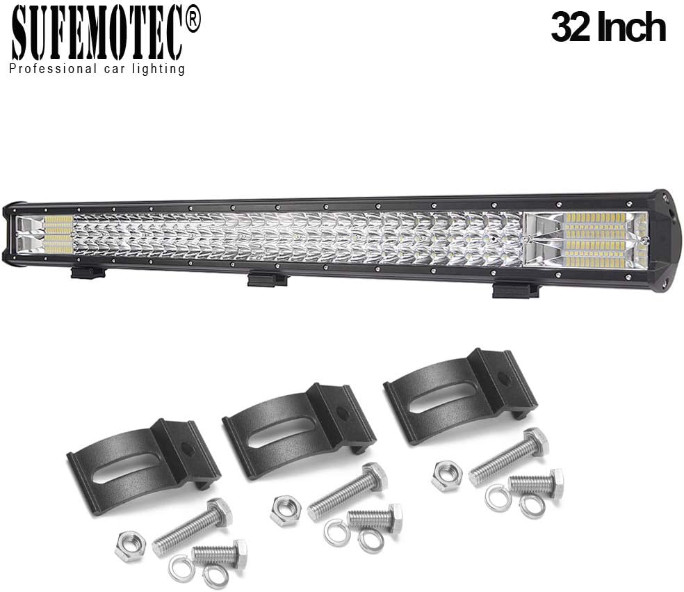LED Light Bar SUFEMOTEC Triple Row 32 inch 432W Waterproof Spot Flood Combo Beam LED Work Light Bar For Off Road Auto Driving Fog Lights With Mounting Bracket Trucks Car ATV SUV Jeep 4X4 12V 24V