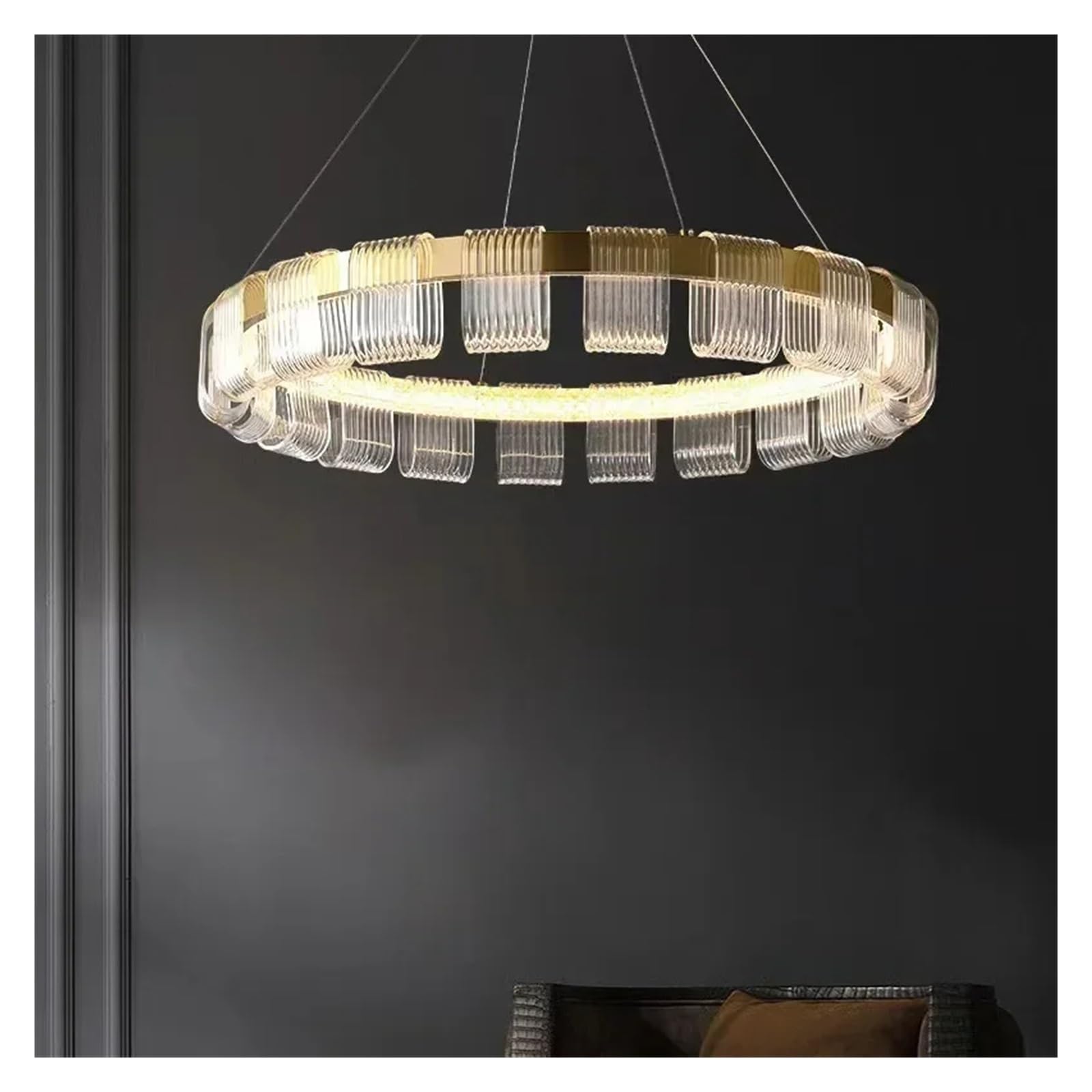 KXEcoLife Luxury Acrylic Chandelier Round Dining Room Ceiling Pendant Lamp for Decoration Warm Lamps