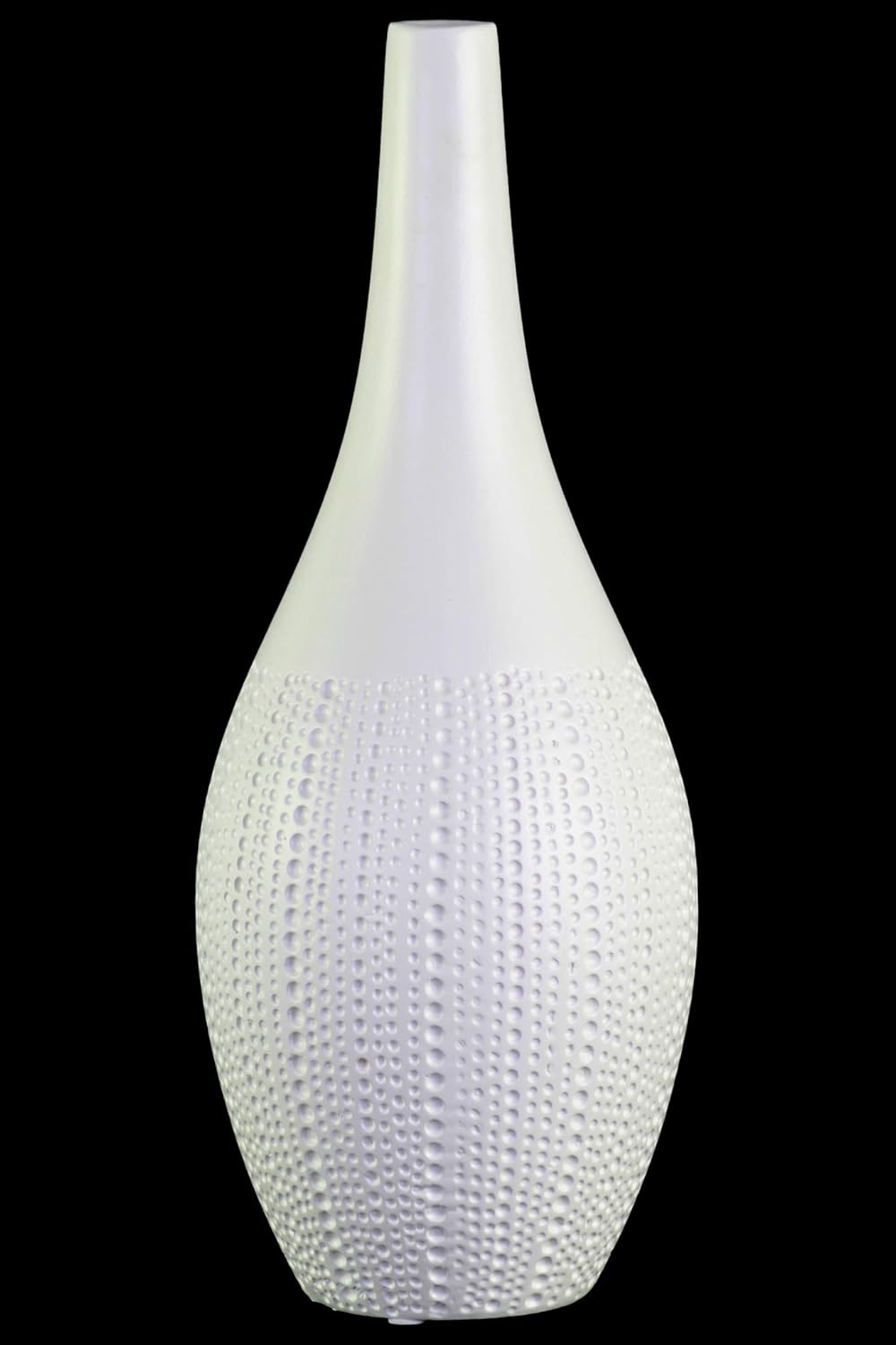 Urban Trends 21467 Ceramic Bellied Round Vase with Long Neck, White