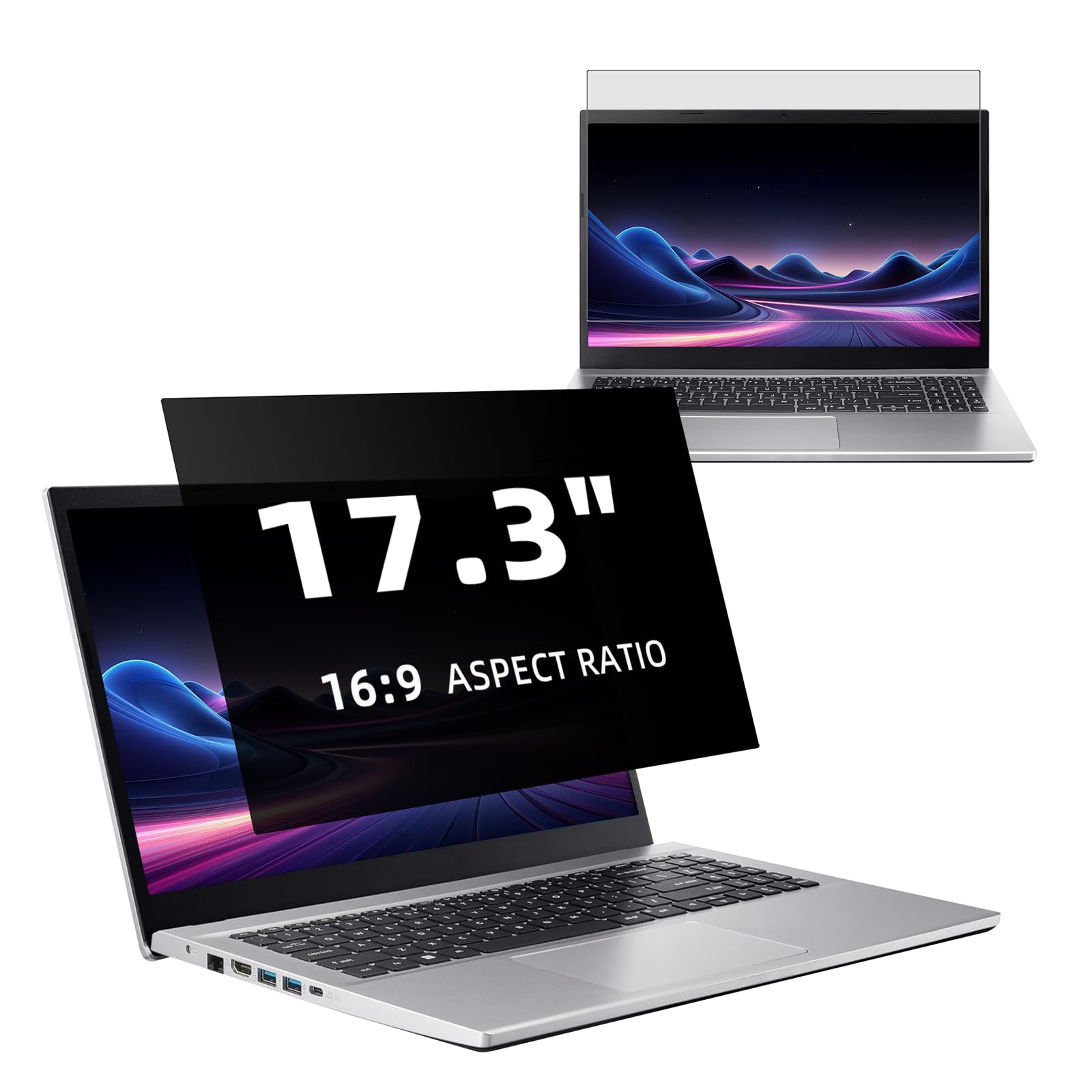Filtro de Privacidad de 17,3 Pulgadas 16:9, Filtro de Pantalla Extraíble con HP/Dell/Acer/Asus, Anti Luz Anti-Reflejo Anti-Espía Privacy de Protector para Ordenador Portátil 17,3” (383*215)mm