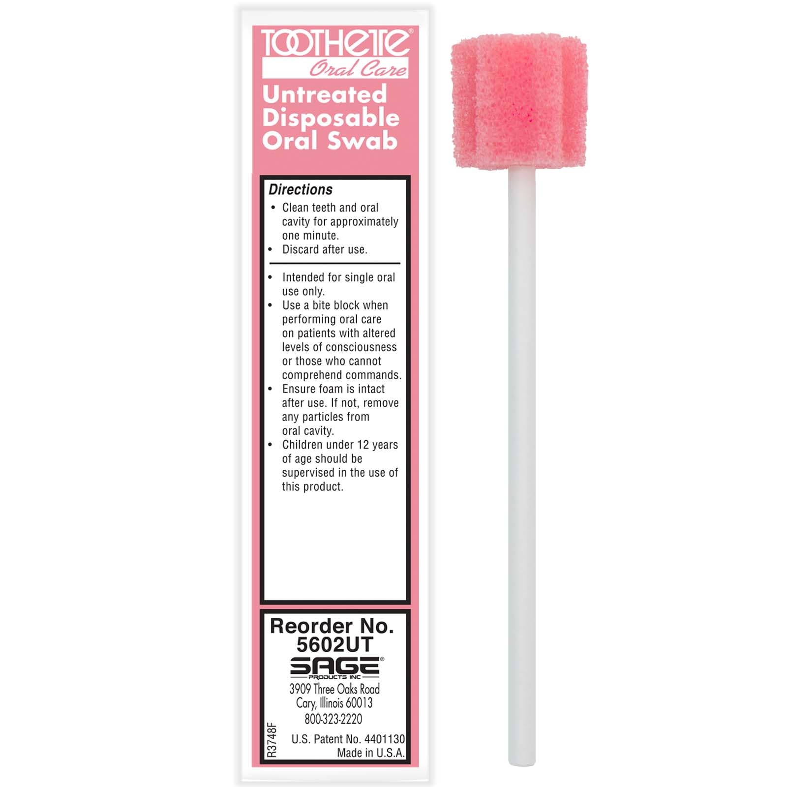 Stryker – Sage Toothette Oral Swabs, Untreated/Unflavored – 1,000 Swabs – Individually Wrapped Disposable Mouth Swabs