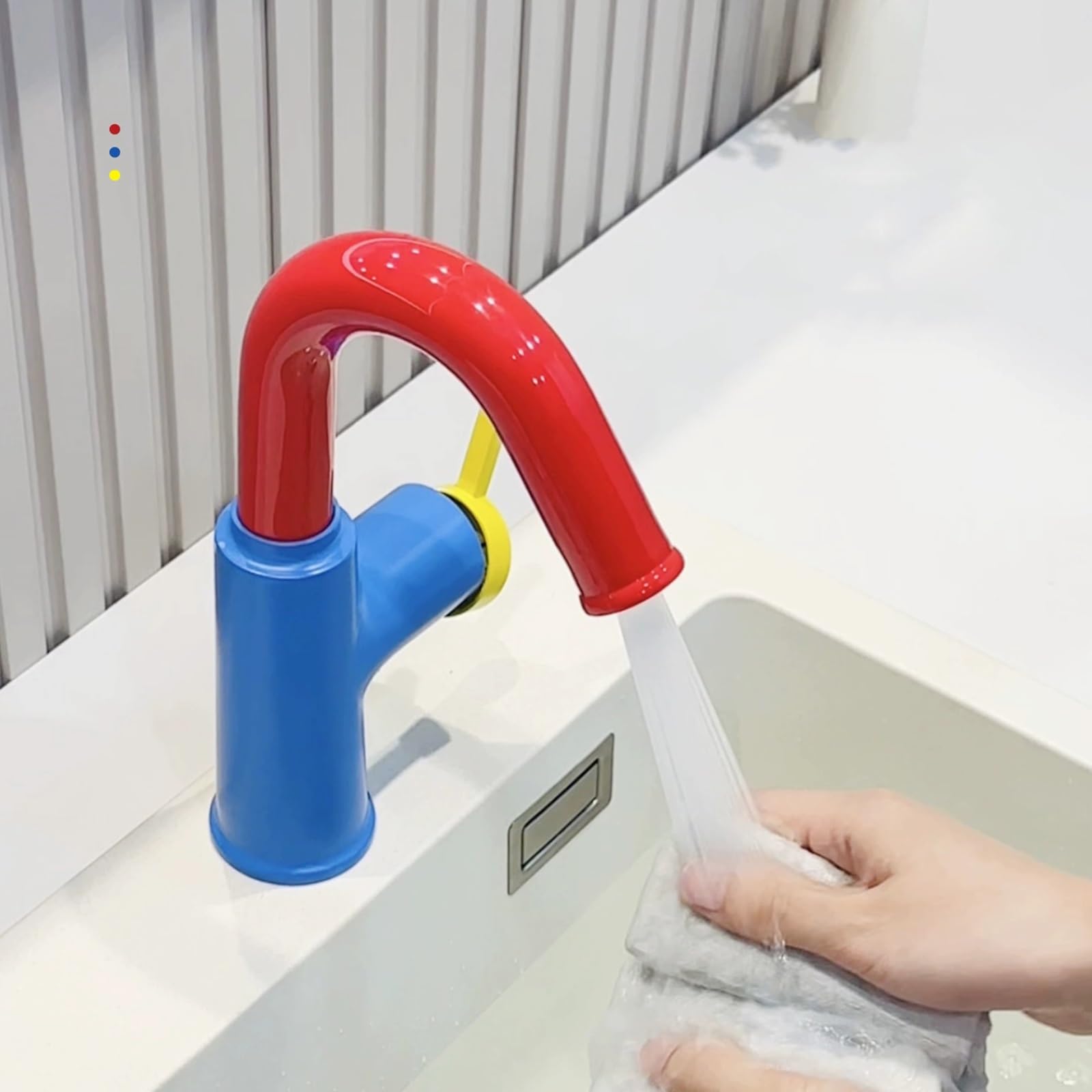 Rubinetto Bagno Lavabo, Rubinetti for Acqua Calda e Fredda Rotanti a 360°, Doppia modalità di Uscita dell'Acqua(Silver)
