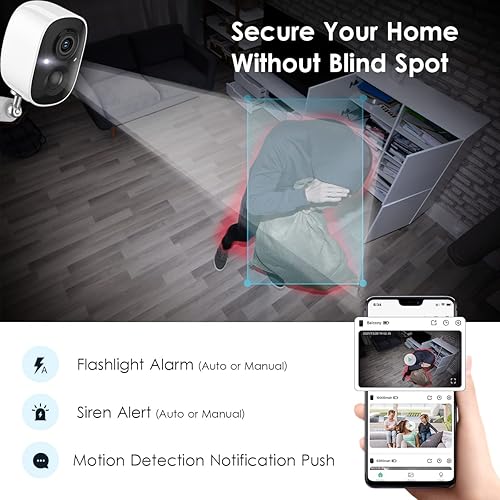 Miniatura 4 de GMK Cámaras de seguridad inalámbricas para exteriores, visión nocturna a color 2K, detección de movimiento AI, conversación de 2 vías, alimentada