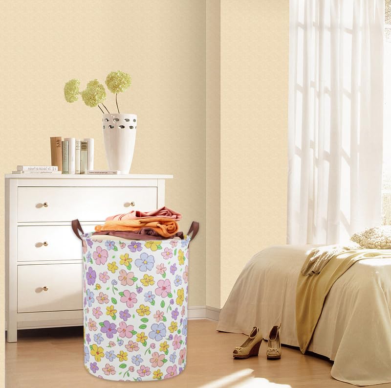 Image of Kids Laundry Hamper,Flower Laundry Basket Collapsible Girls Storage Baskets for Home Decor,Office,Toy Organizer,(Flower)