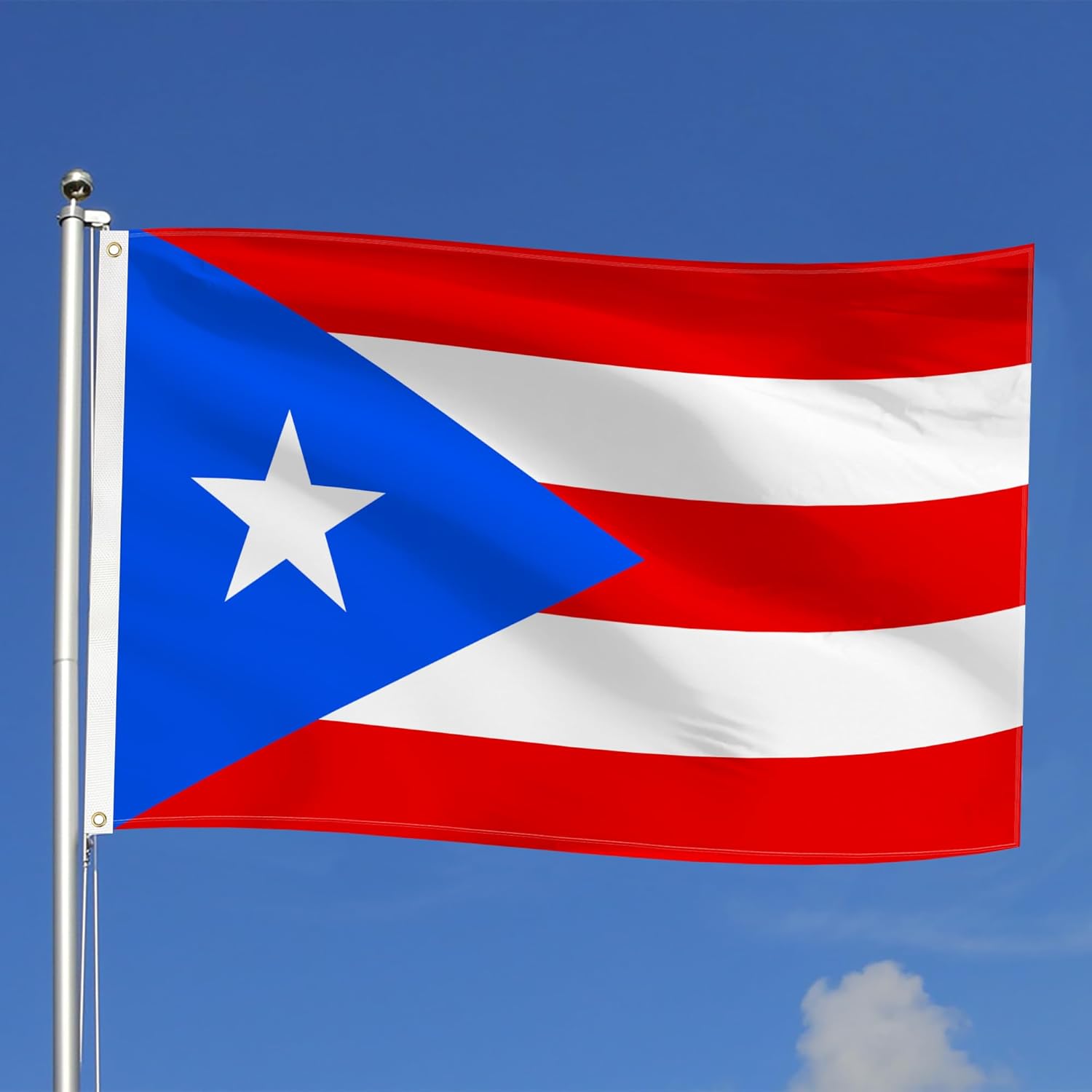 3ply Puerto Rico Flag 4x6 Ft Double Layers Heavy Duty Durable Large Puerto Rican Flag Banner Outdoor Indoor Decorations with 2 Brass Grommets