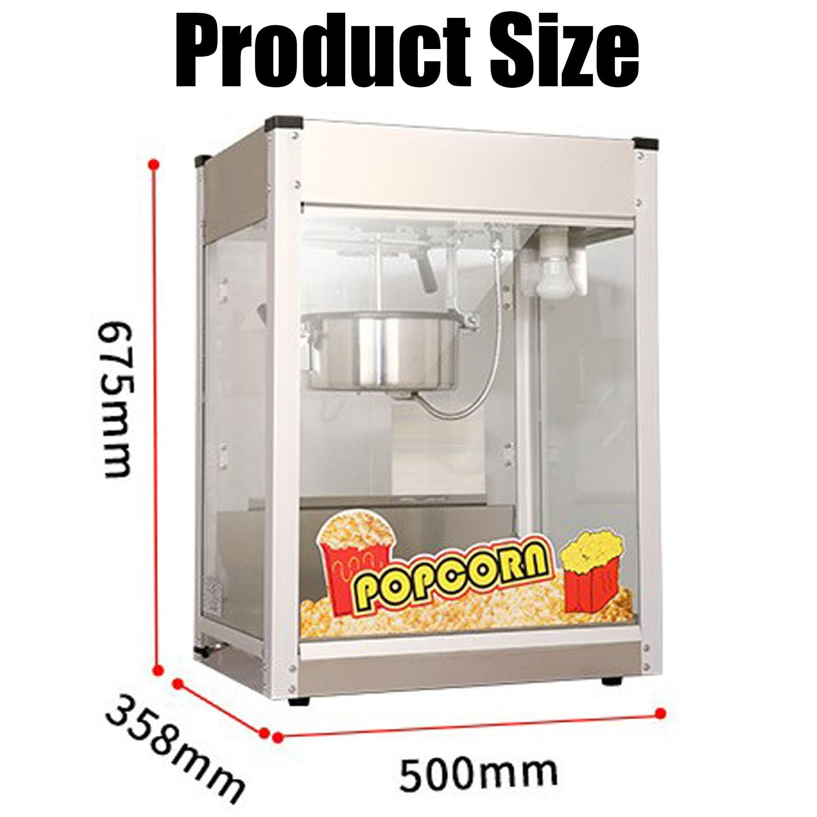 Máquina de Palomitas Grande,Fabricante Comercial de Palomitas de maíz,máquina para Hacer Palomitas de maíz Gourmet,Herramienta de medición 1400W,para Máquina de Palomitas,110V