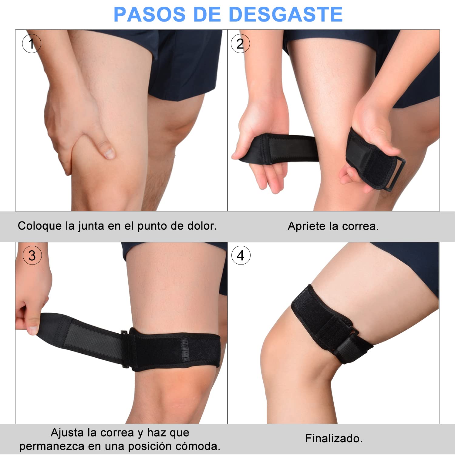 supregear Cincha Rotuliana, 2-Pack Rodilla Iliotibial Muslo Cadera y Síndrome ITB Vendaje de Compresión Soporte Ajustable Transpirable Vendaje de Compresión de la Banda IT Soporte Estabilizador