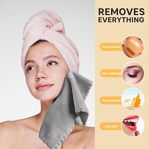 Vista 52 de SUNLAND Toallas faciales de microfibra reutilizables para quitar el maquillaje, paños faciales para baño, 11 x 11 pulgadas, paquete de 6