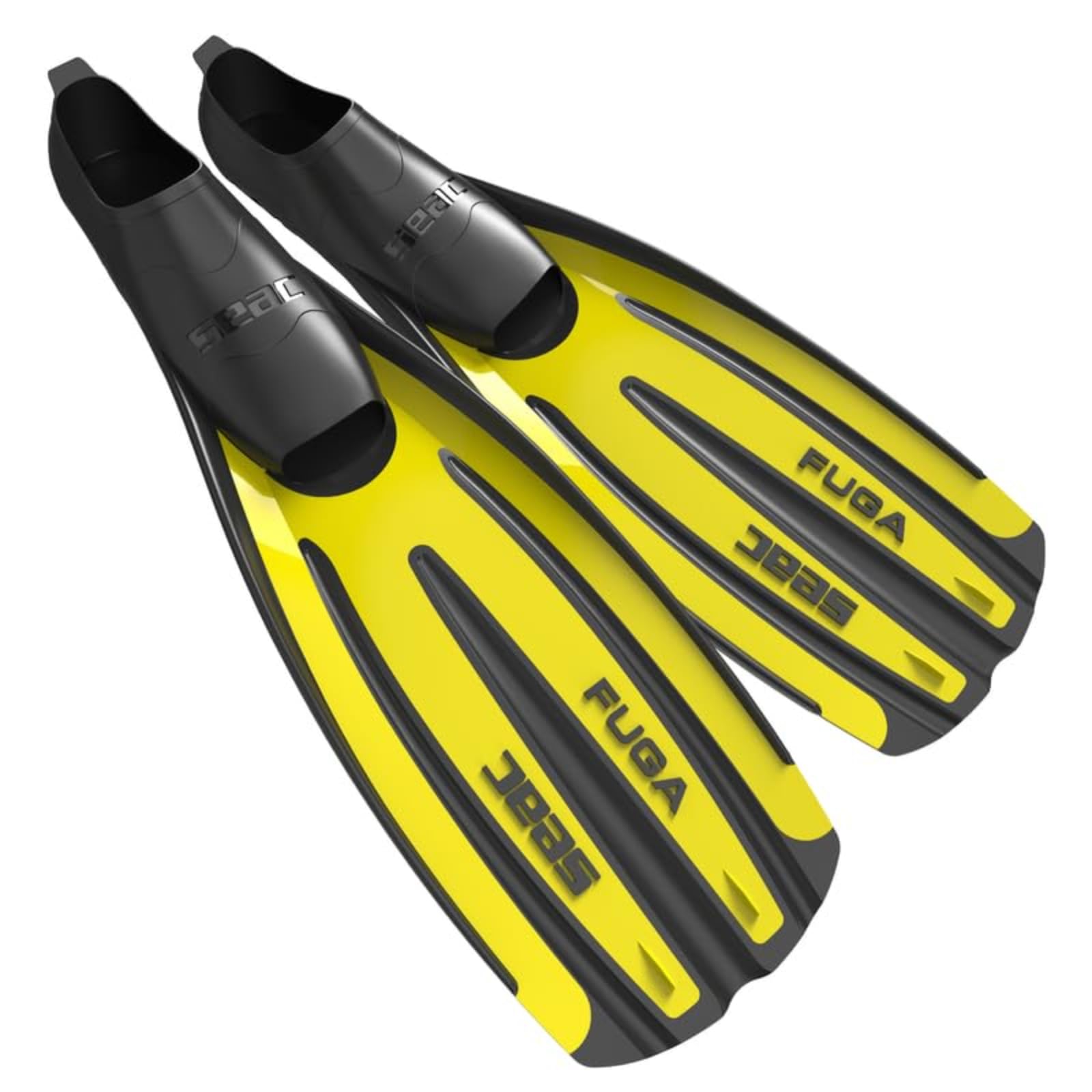 SEAC Fuga, Diving Fins for Scuba Diving, Snorkelling and freediving with Foot Pocket, yellow, 4/4.5UK