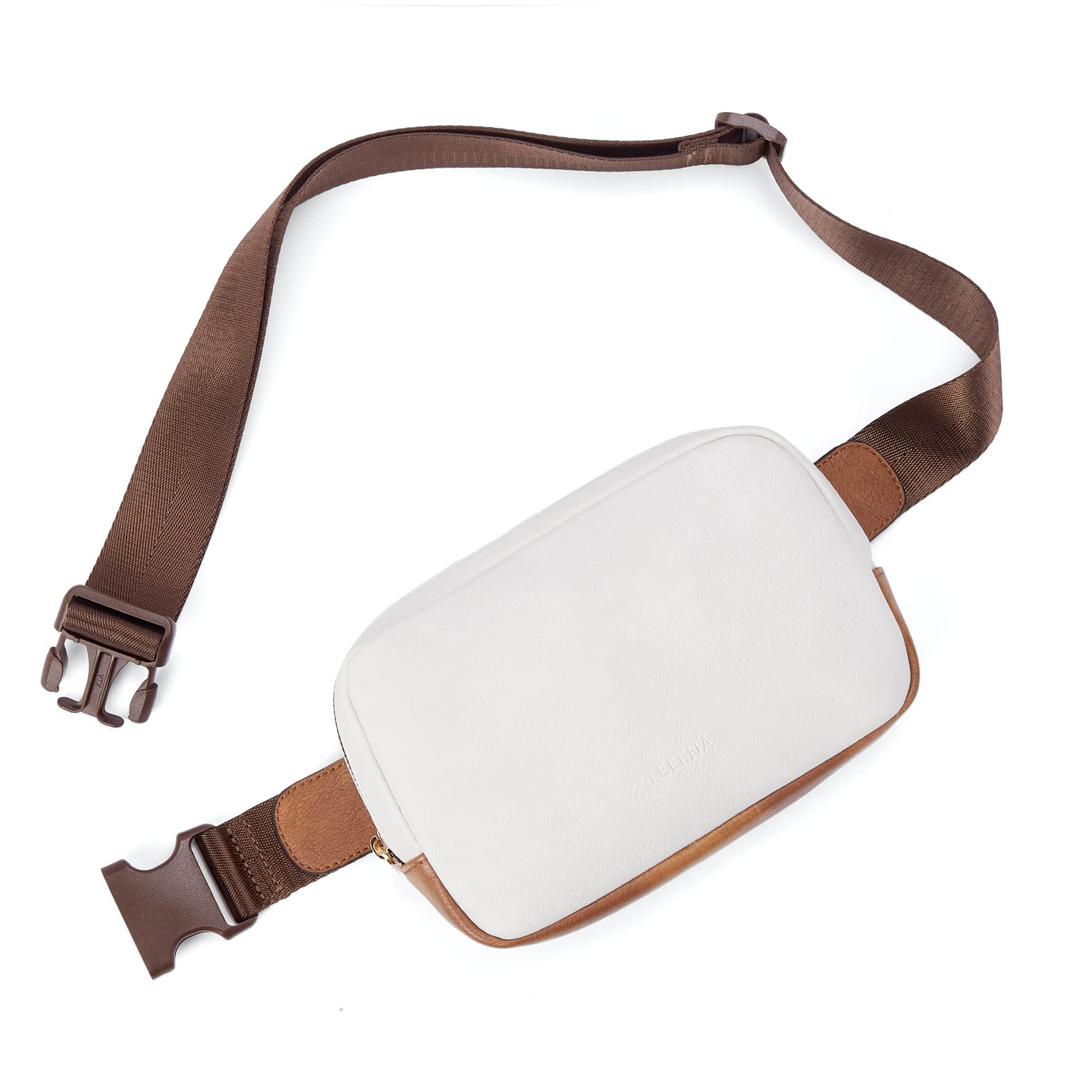 Telena Leather Fanny Packs for Women Cross Body Bag Leather Belt Bag Waist Pack with Adjustable Strap Black