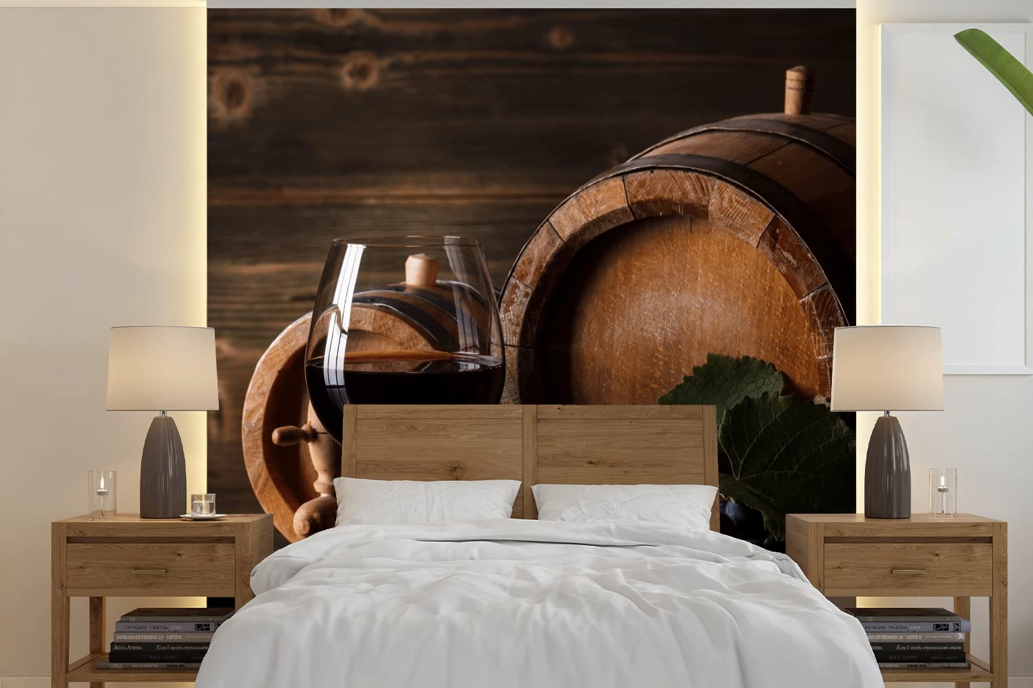 Selbstklebend Tapete Wandpapier Wandaufkleber Fototapete Tapeten Wanddeko 260x260 cm Wein - Weinglas - Weintrauben - Glas