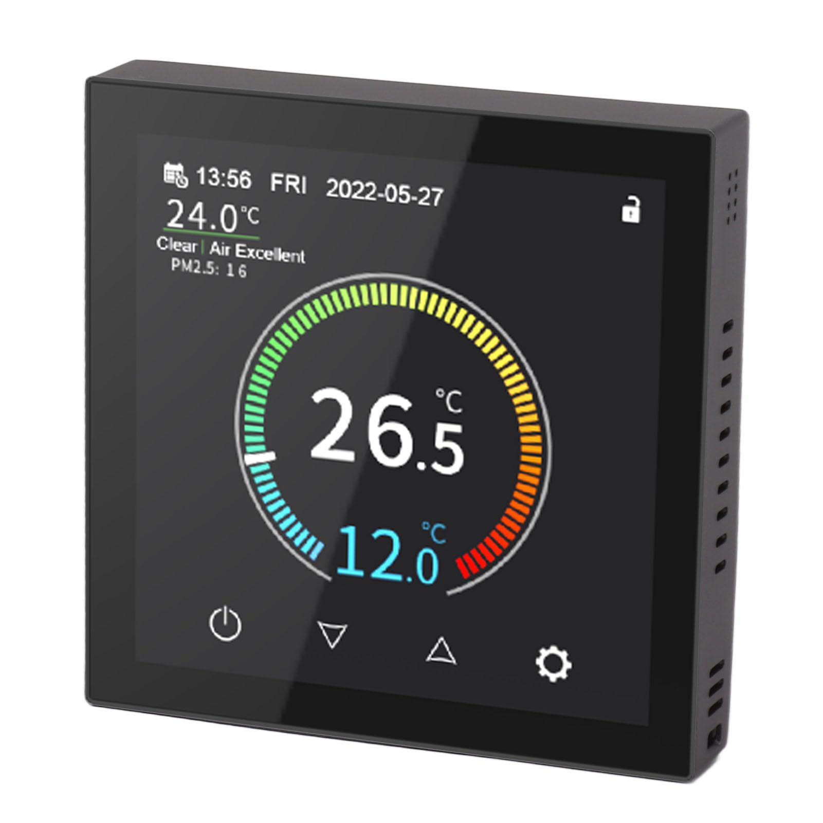 Hyuduo Termostato Inteligente WiFi, Termostato de Calefacción Digital ABS con Pantalla IPS, Montaje en Pared de 90 a 240 V, Control Preciso de Temperatura, Retroiluminación para Calefacción del Hogar