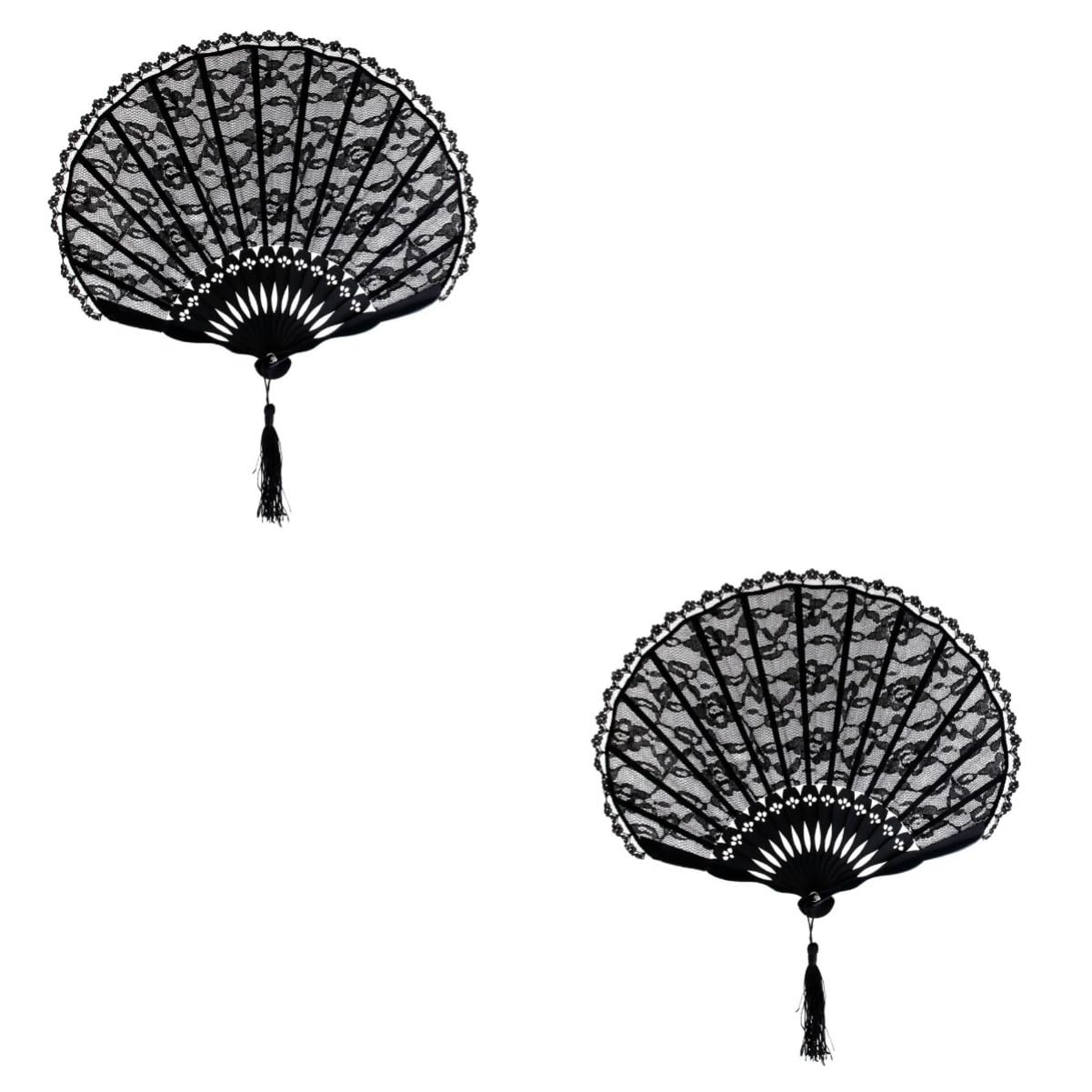 VeemoonVeemoon 2pcs Shan Gu Folding Fan Folding Fan Lace Bamboo Folding Fan Hand Fan Miss Gift Fan Boutique